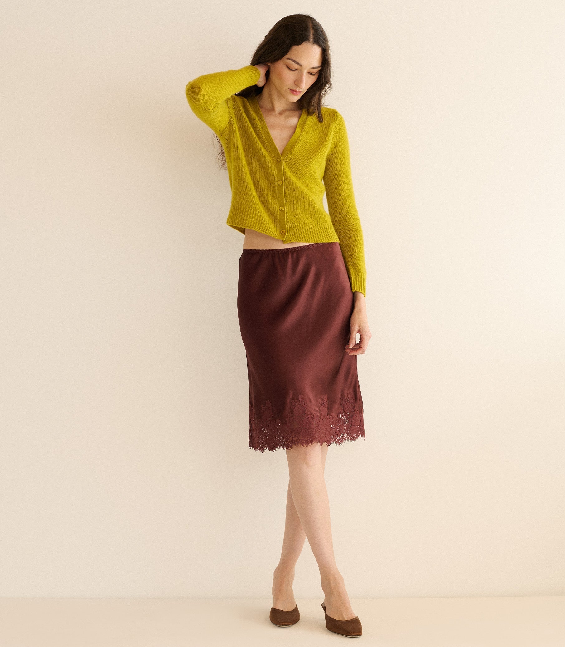 CAMERON CASHMERE CARDIGAN -- ANTIQUE MOSS