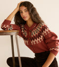 CLARKE CARDIGAN -- BURGUNDY OLYMPIA FAIR ISLE