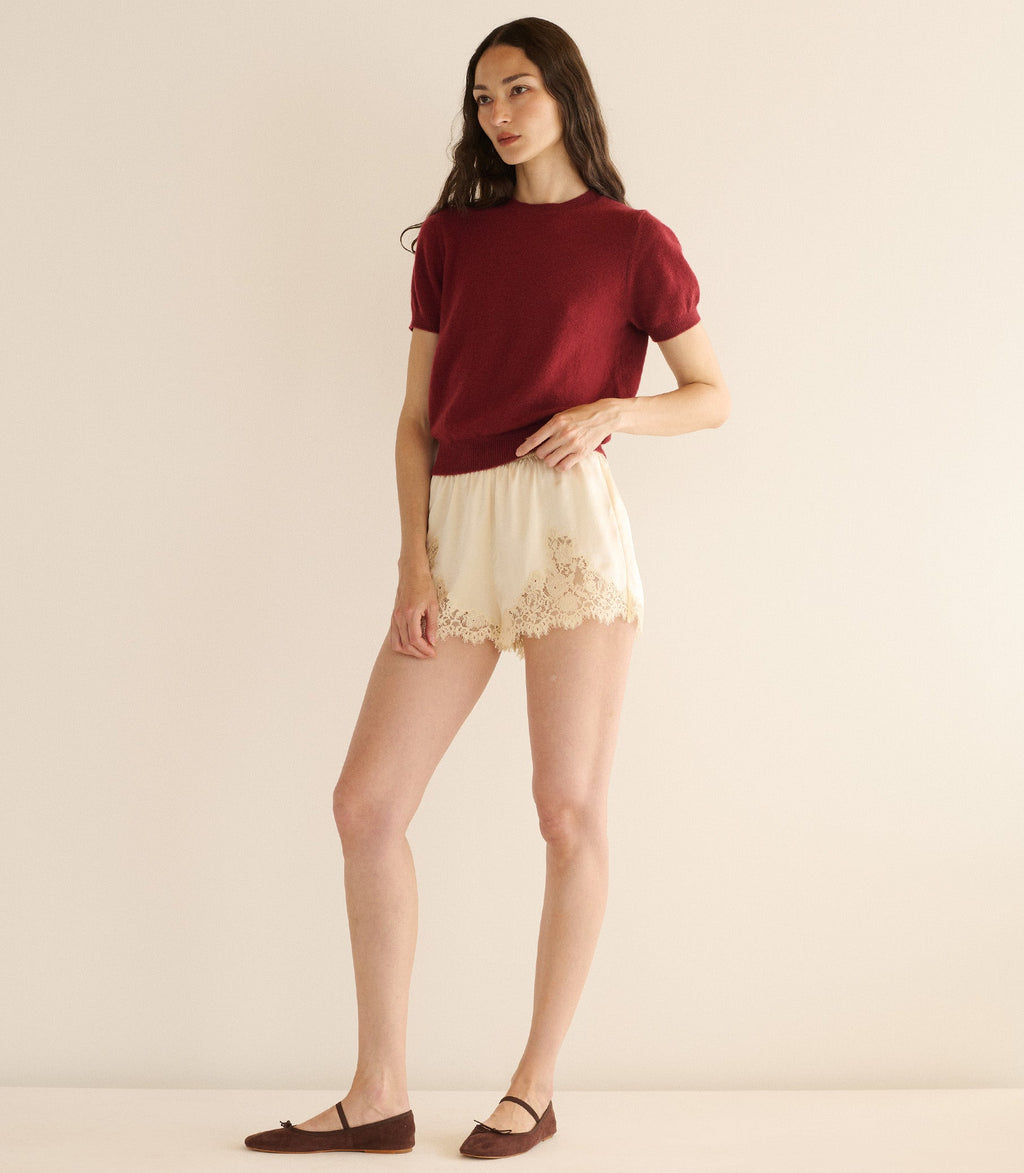 COLOMBE CASHMERE TOP -- MALBEC