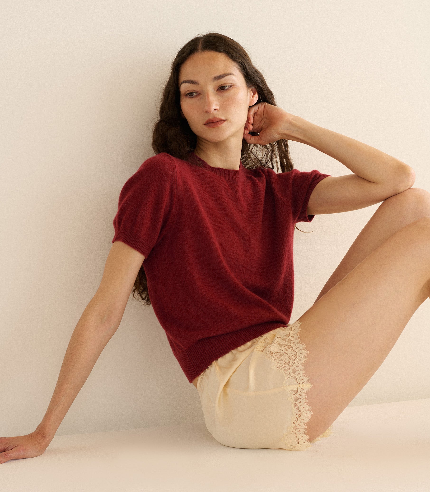 COLOMBE CASHMERE TOP -- MALBEC