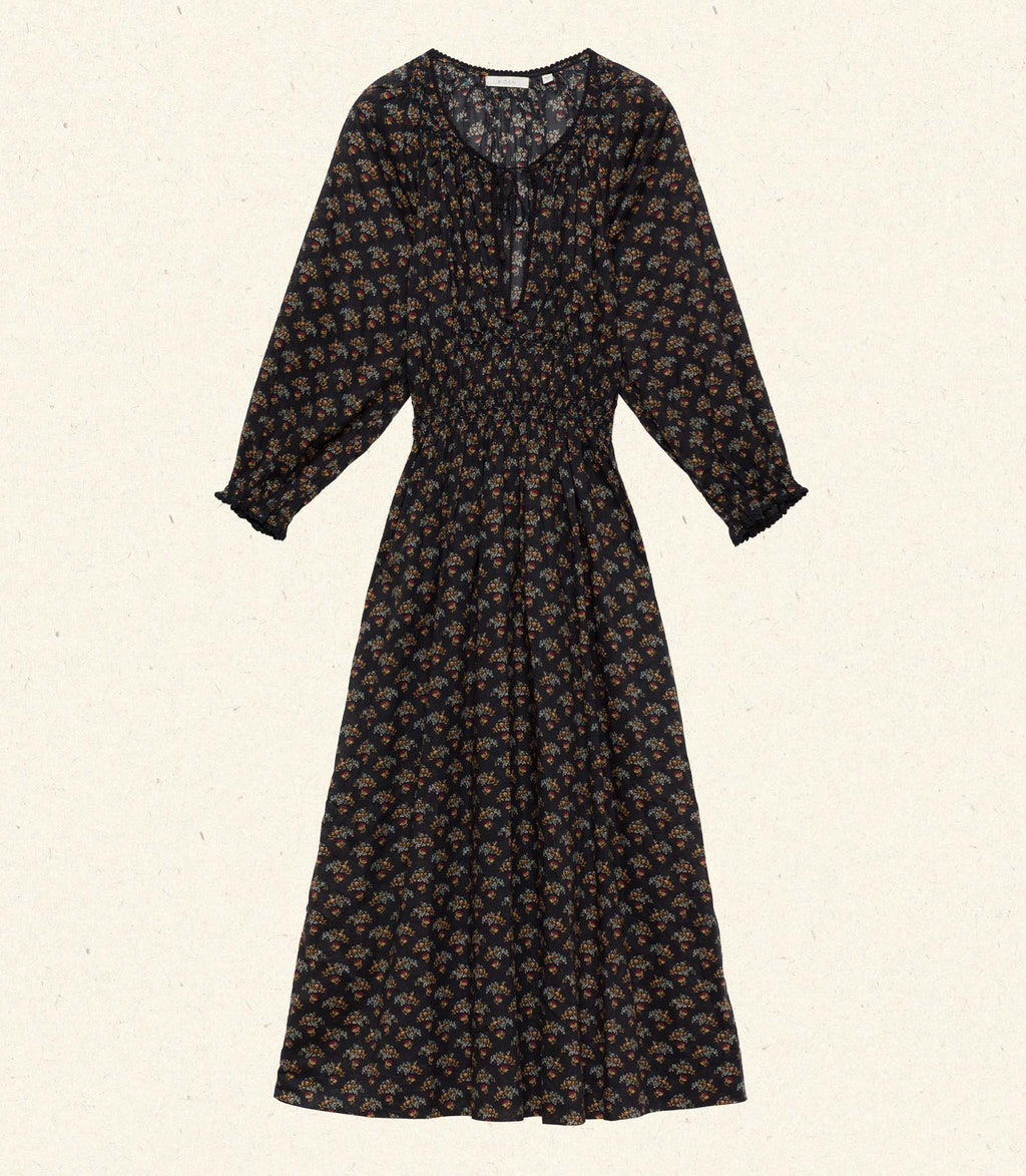 DELFINA DRESS -- DELPHINIUM FLORAL