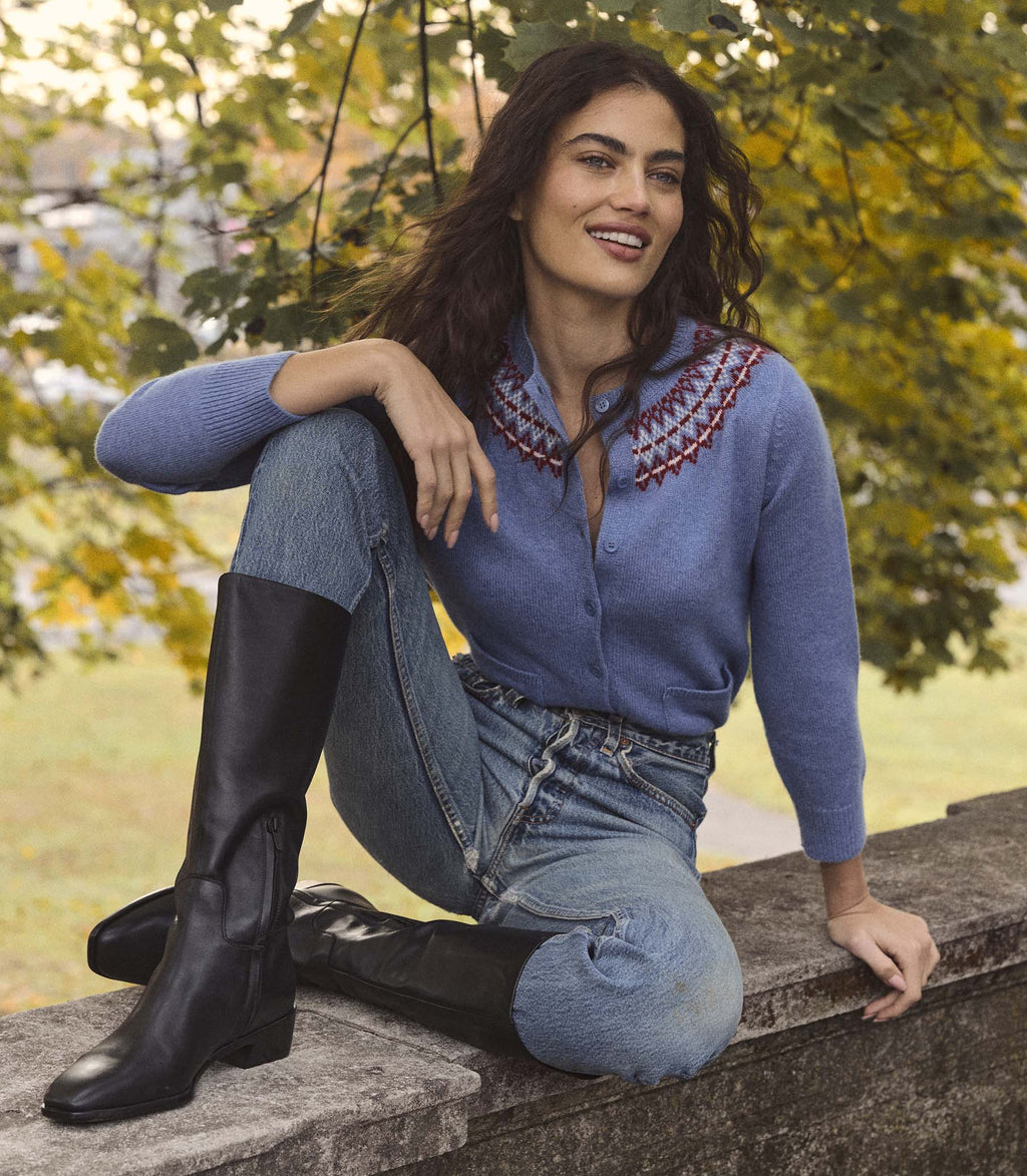 ELLIOT CASHMERE CARDIGAN -- VASHON JACQUARD