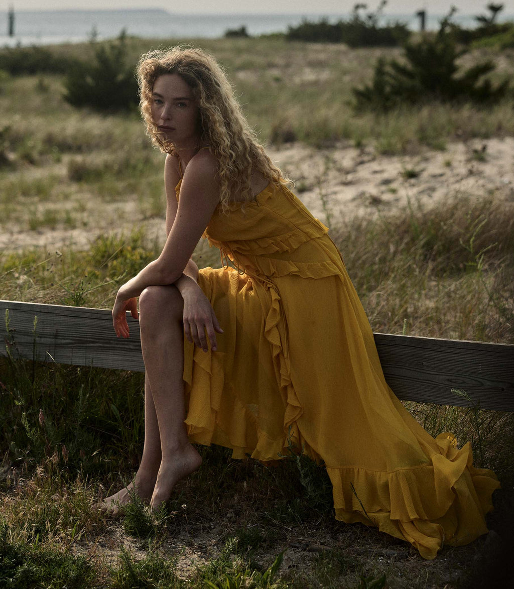 EVELINA DRESS -- GOLDEN ACACIA