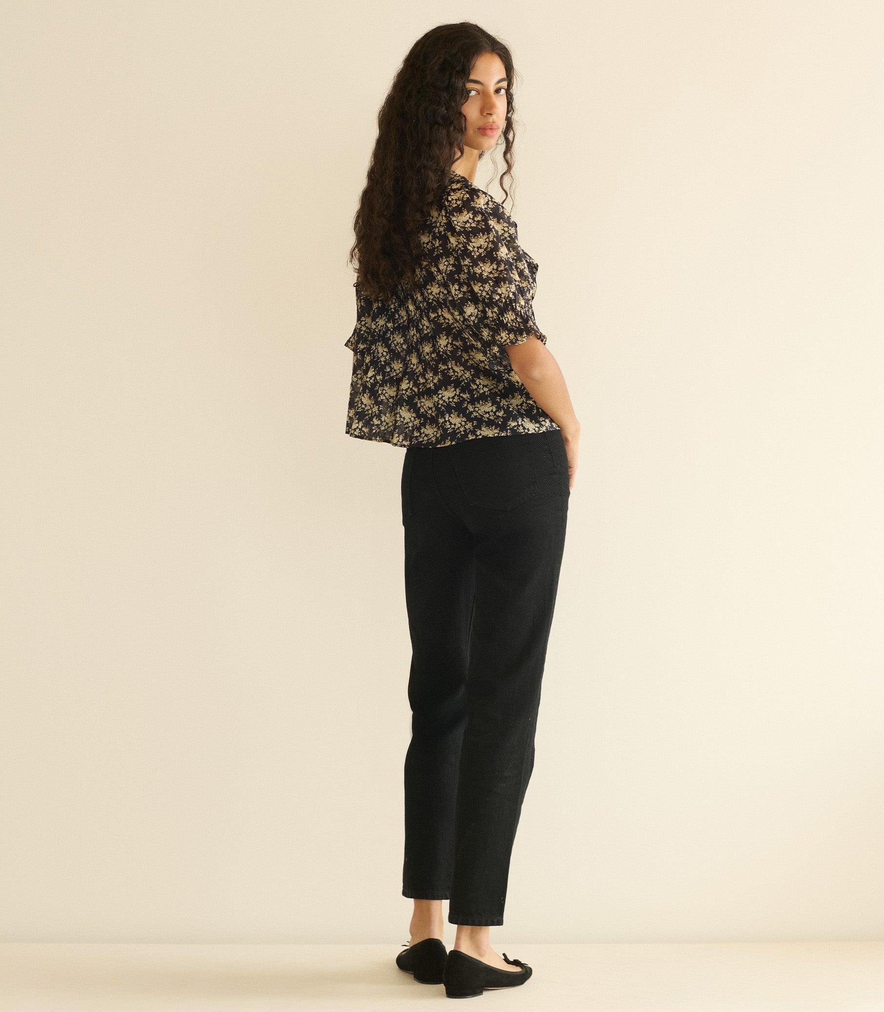 HENRI TOP -- NOIR ROSIER FLORAL