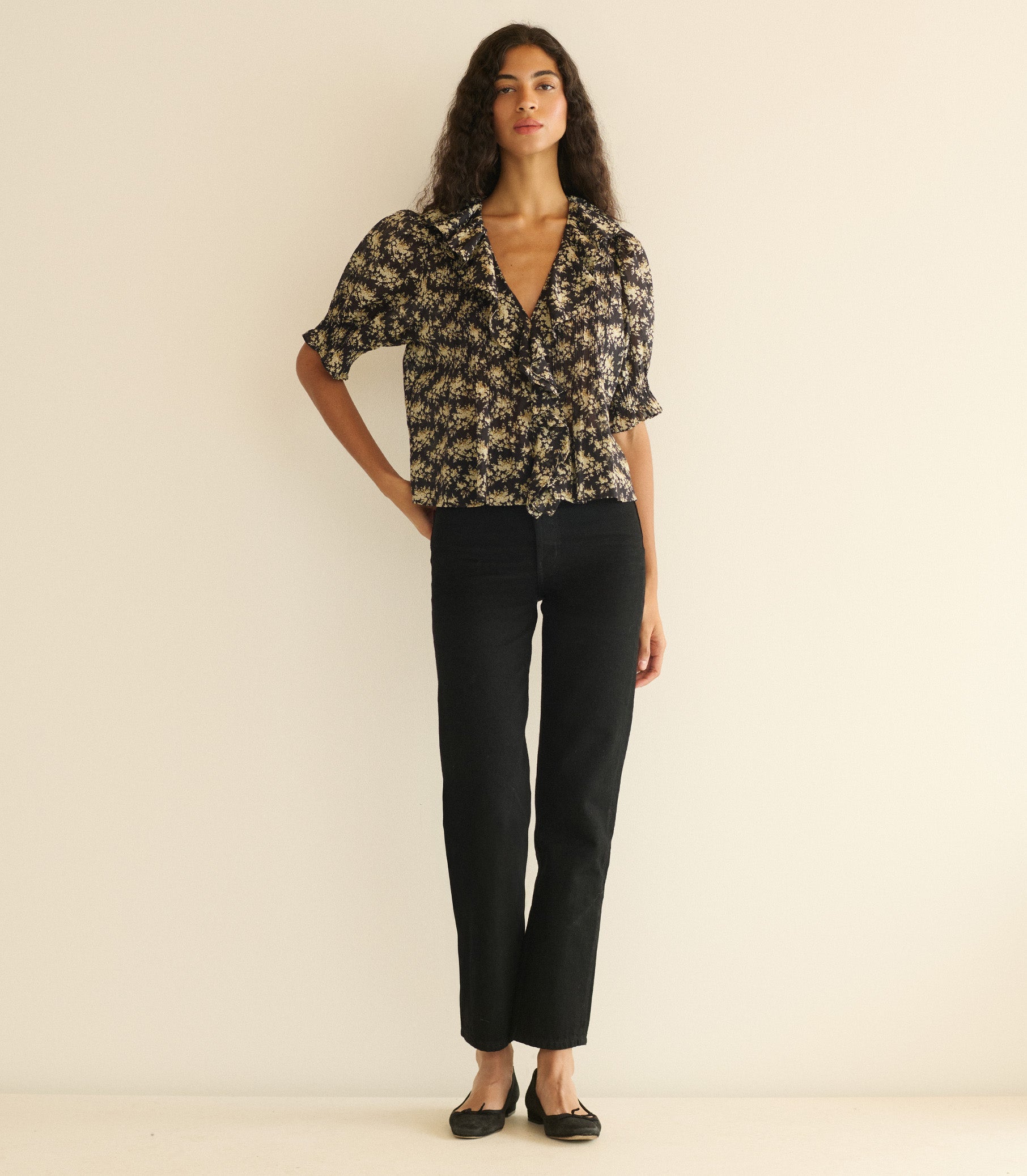 HENRI TOP -- NOIR ROSIER FLORAL