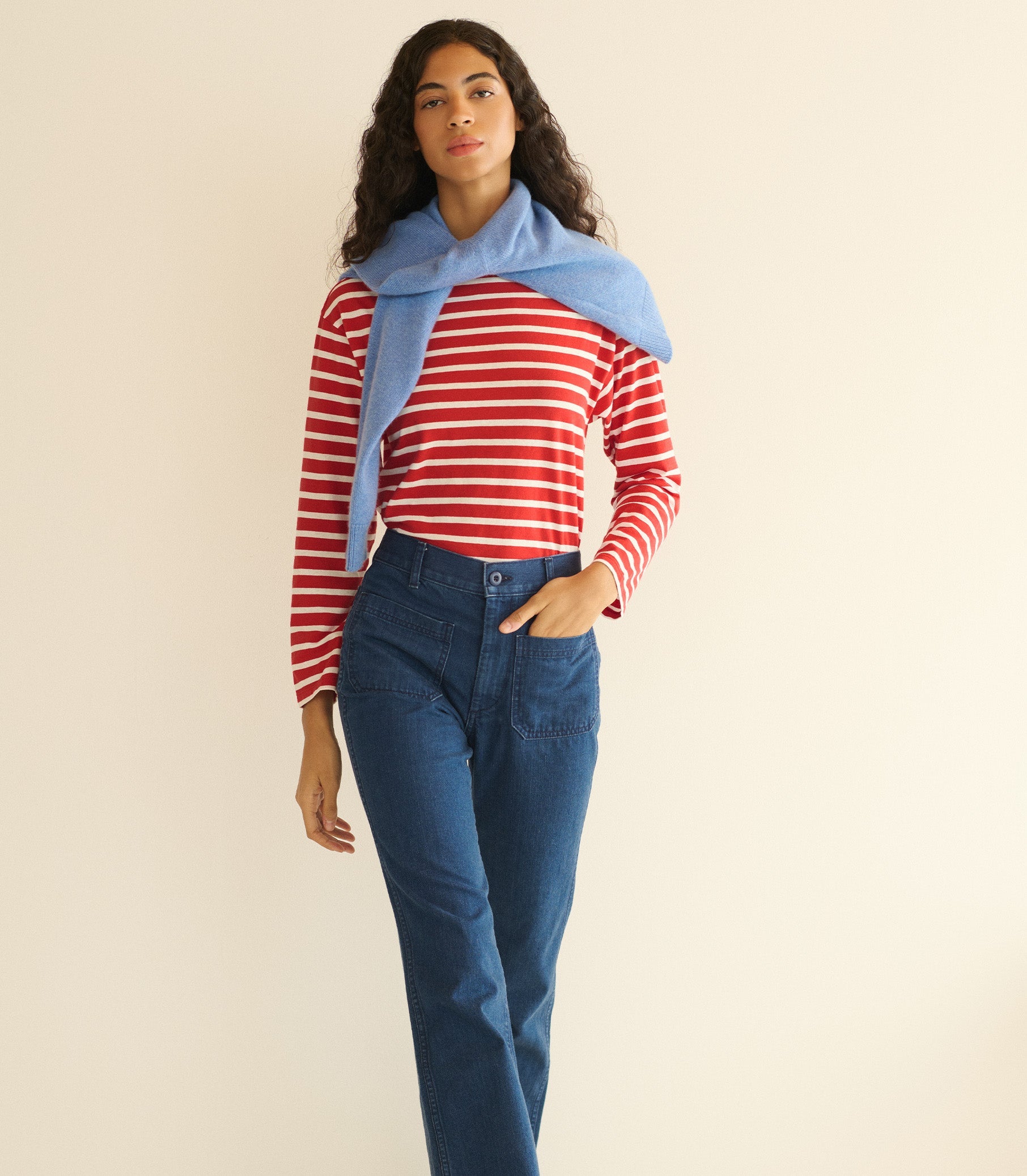 IRENE TEE -- ROUGE BRETON STRIPE