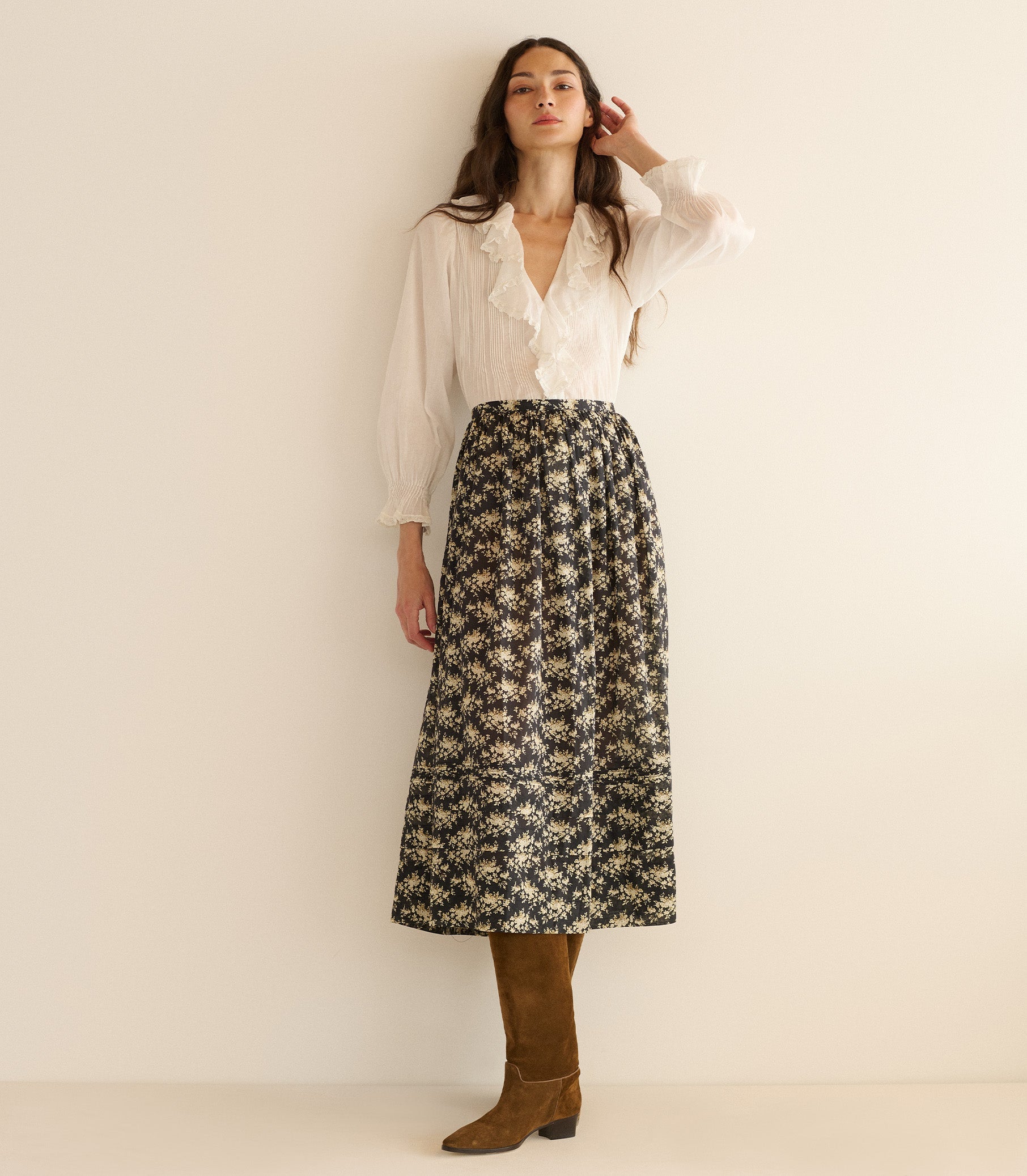 MARCIE SKIRT -- NOIR ROSIER FLORAL