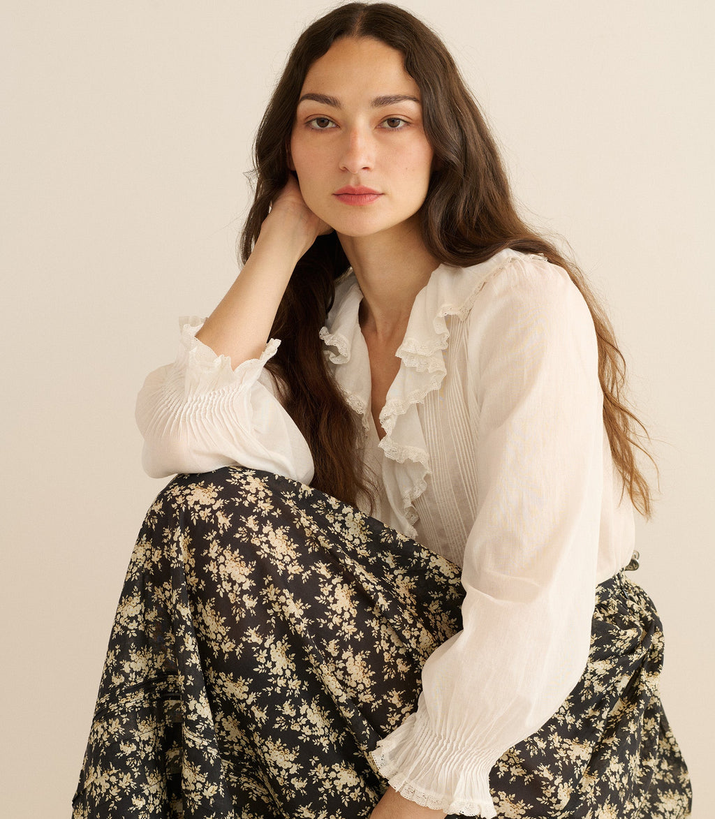 MARCIE SKIRT -- NOIR ROSIER FLORAL
