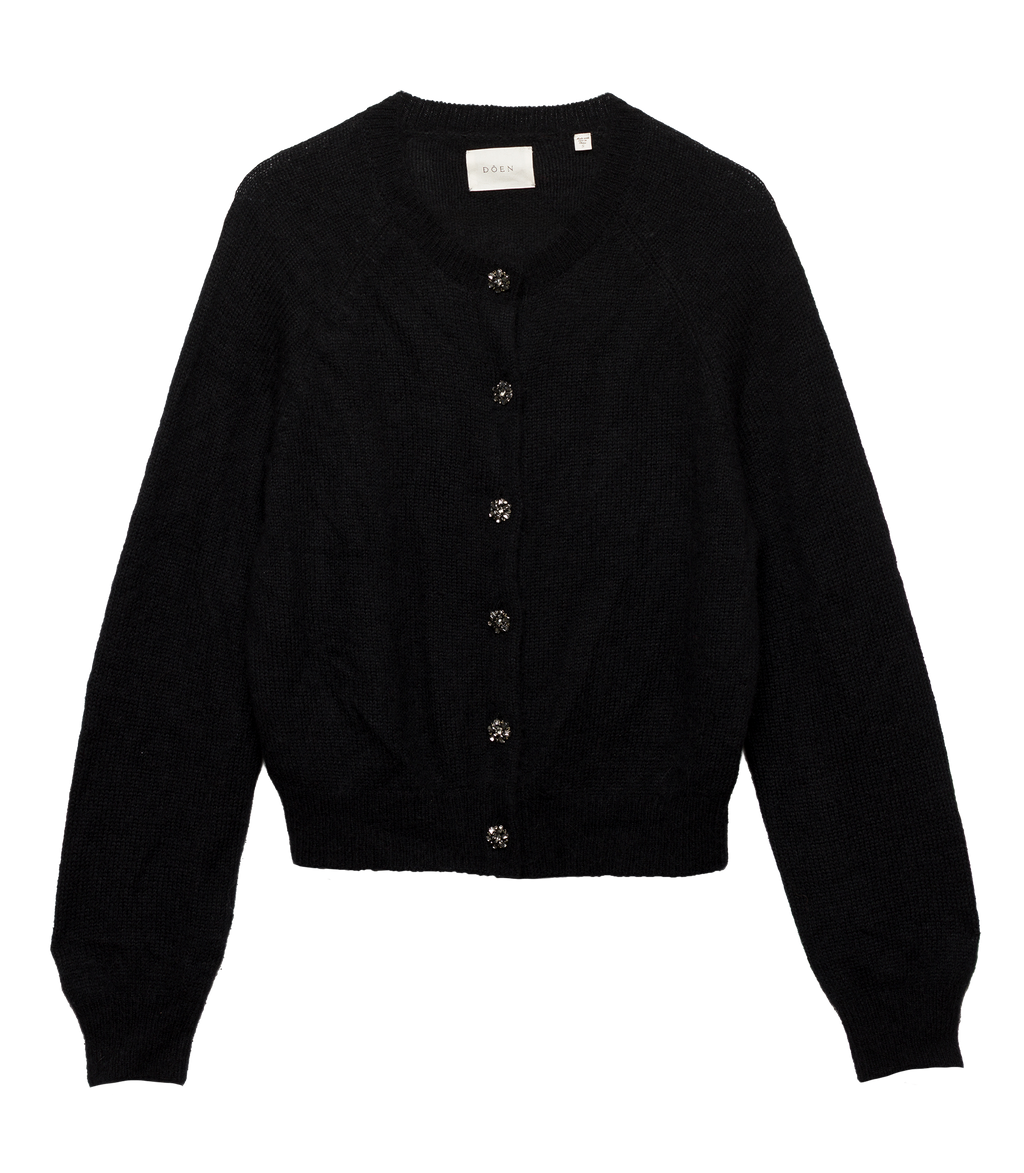 PETRA CRYSTAL CARDIGAN -- BLACK