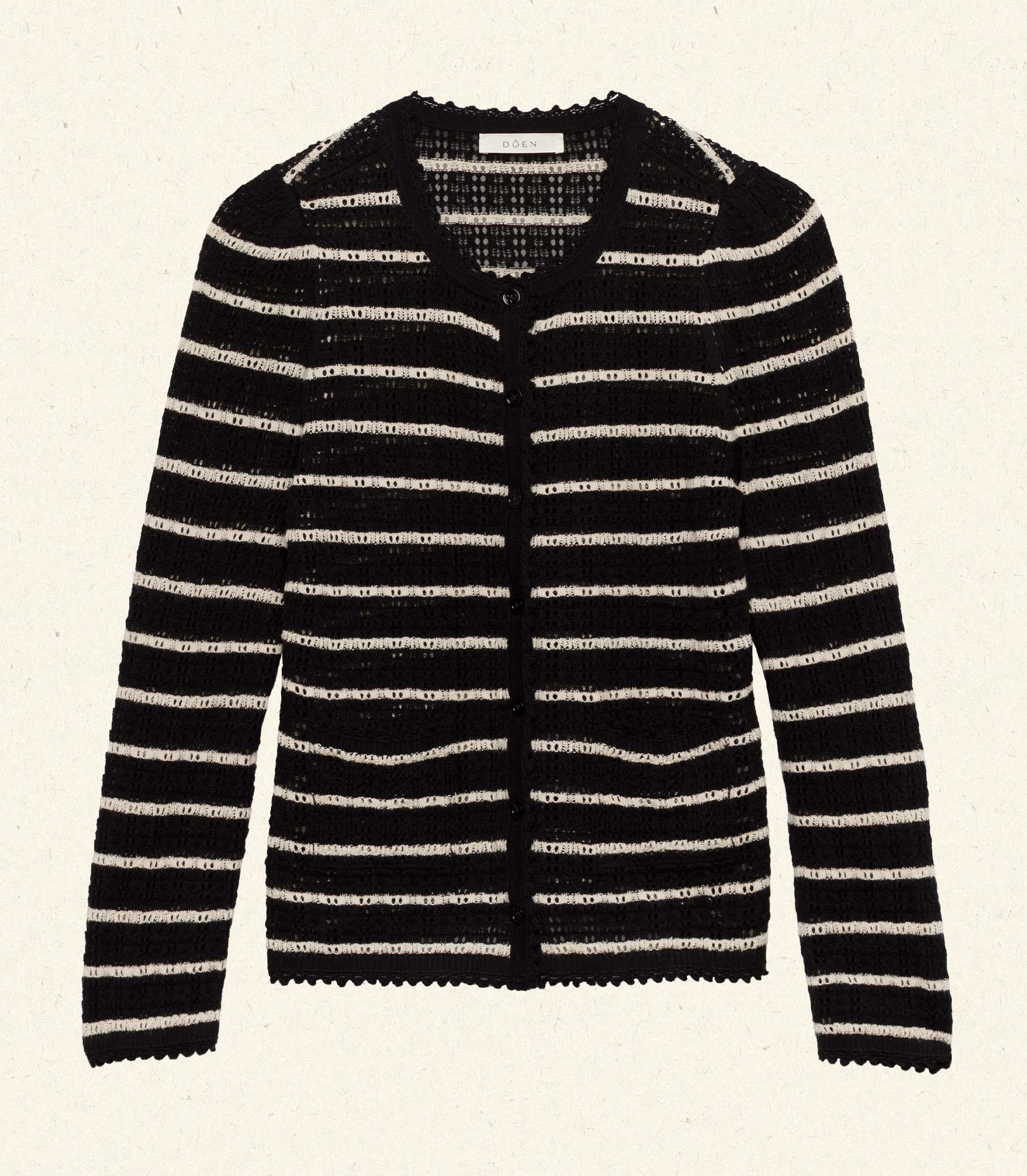 THERESE CARDIGAN -- NOIR ALLAIRE STRIPE