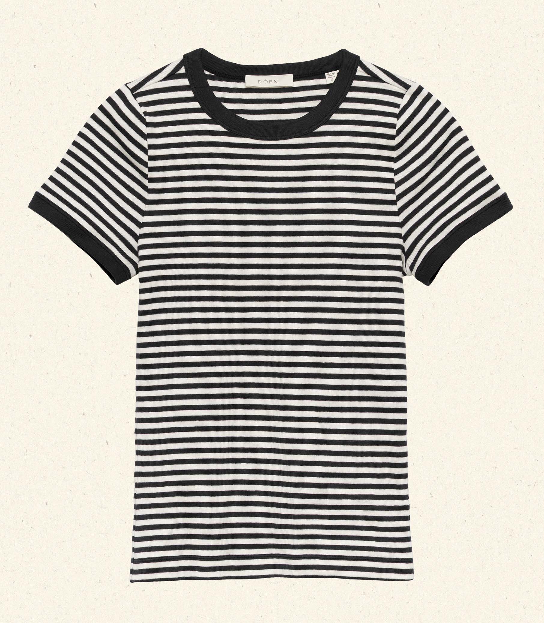 VIVI TEE -- BLACK NANTUCKET STRIPE